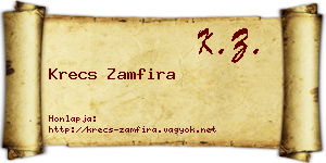 Krecs Zamfira névjegykártya